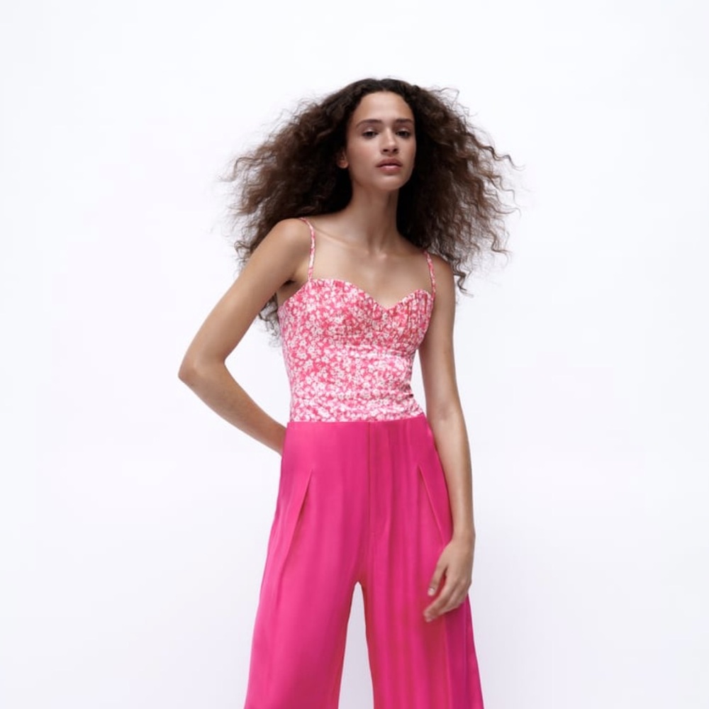 ZARA Pink Corset Bodysuit